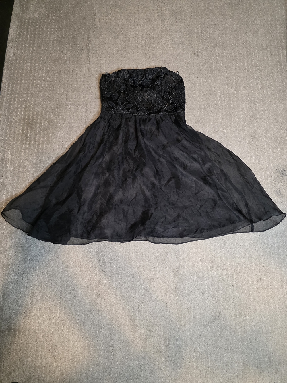 Eva Franco Strapless Black Floral Bodice Cocktail Dress